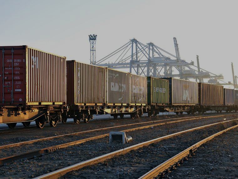 Container train at a port terminal