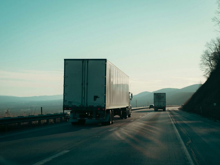 Trucks on a European motorway