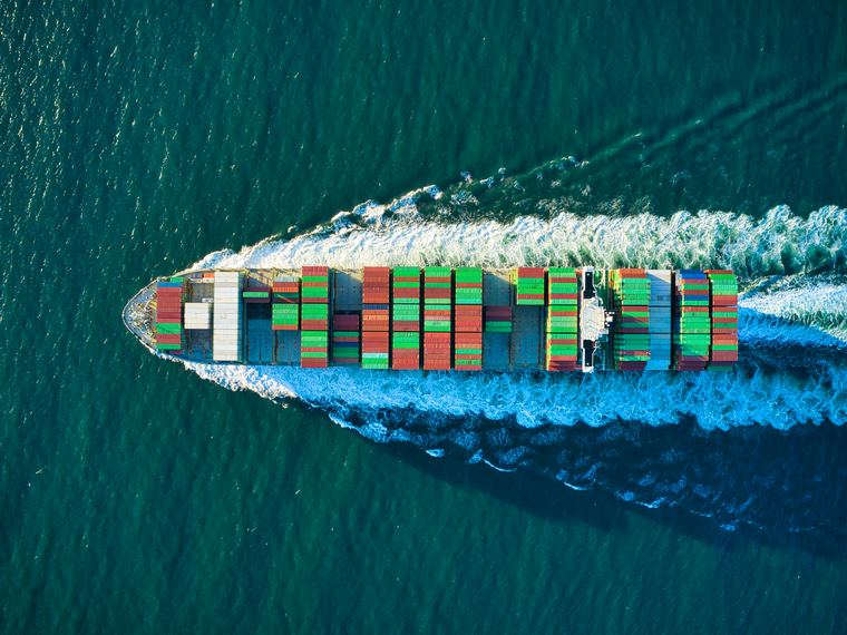 Container vessel at sea