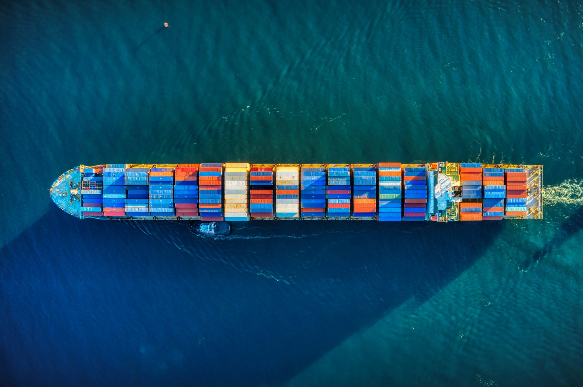 Container vessel at sea